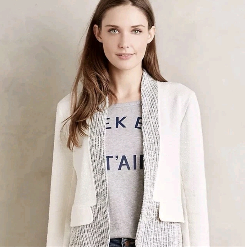 Anthropologie Dolan Cream Textured "Sheridan" Cropped Blazer Large